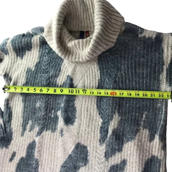 Pilcro Letterpress Anthropologie Sweater Long Sleeve, Cowl Neck Blue Cream Large - Picture 8 of 11